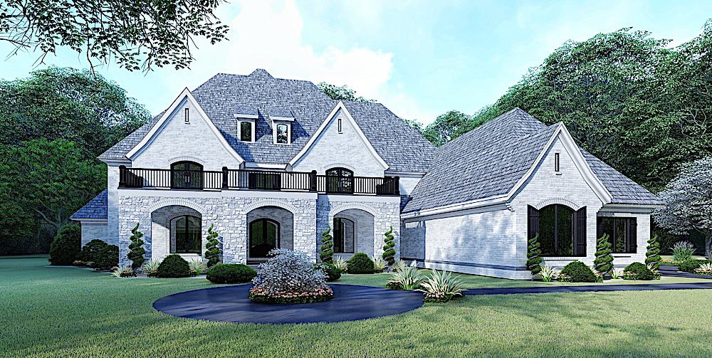 Front elevation of Luxury home (ThePlanCollection: House Plan #193-1107)