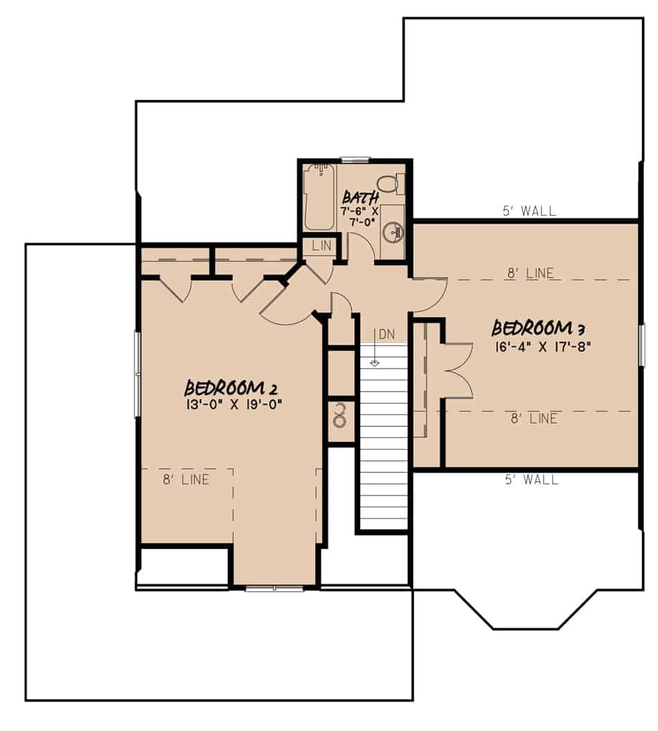 Floor Plan Upper Level of Cottage Plan #193-1108