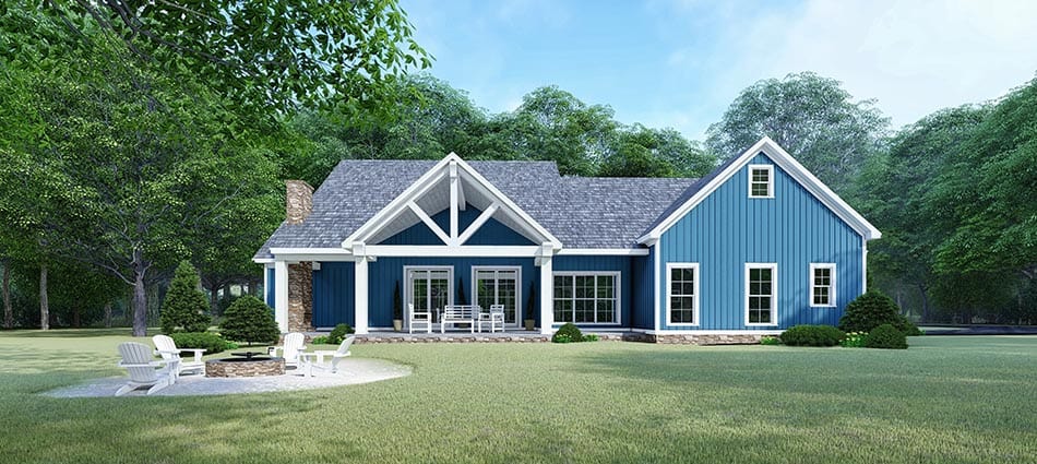 Rear View of this 3-Bedroom, 2031 Sq Ft Plan - 193-1109