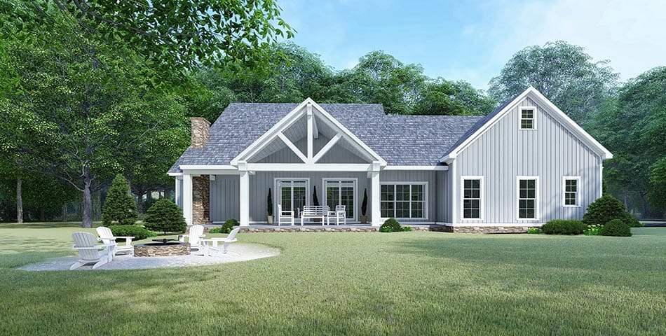 Rear View of this 3-Bedroom, 2031 Sq Ft Plan - 193-1109