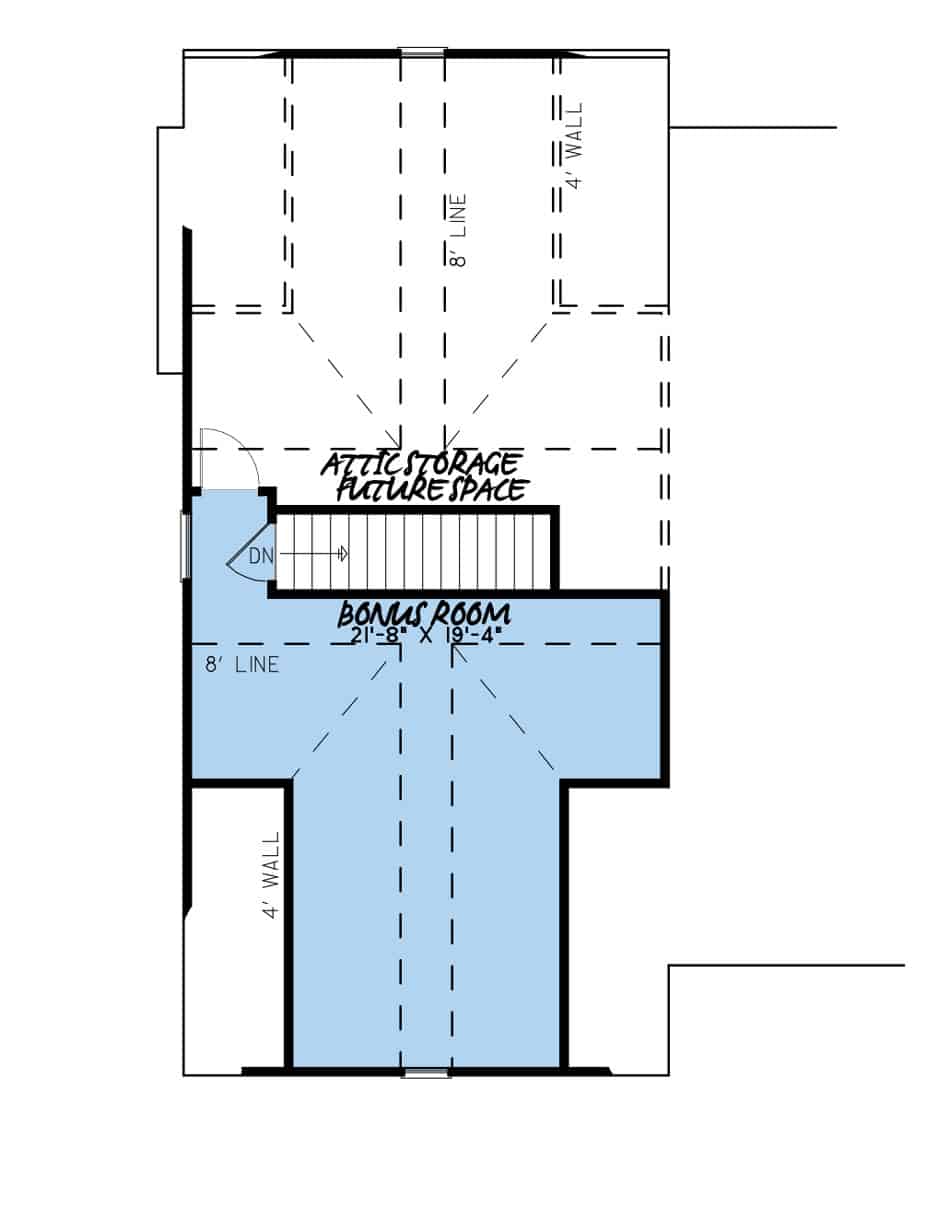 Floor Plan Bonus Room of Farmhouse Plan #193-1109