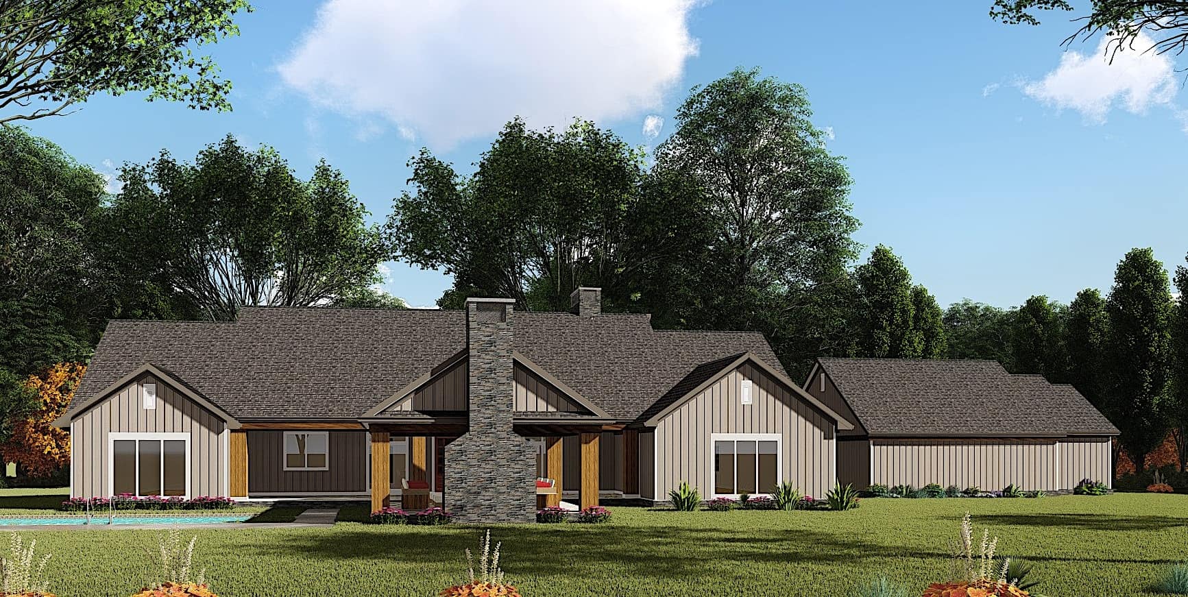 Rear View of this 3-Bedroom, 2191 Sq Ft Plan - 193-1110
