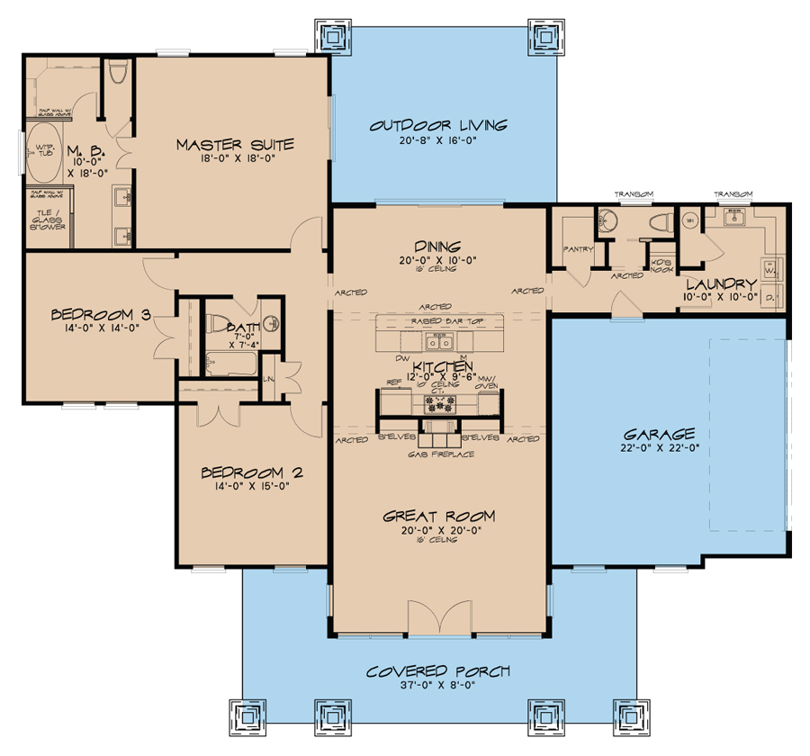 Floor Plan First Story of Contemporary Plan #193-1114