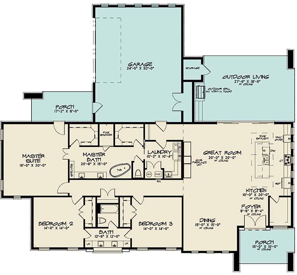 Floor Plan Main Level of Contemporary Plan #193-1115
