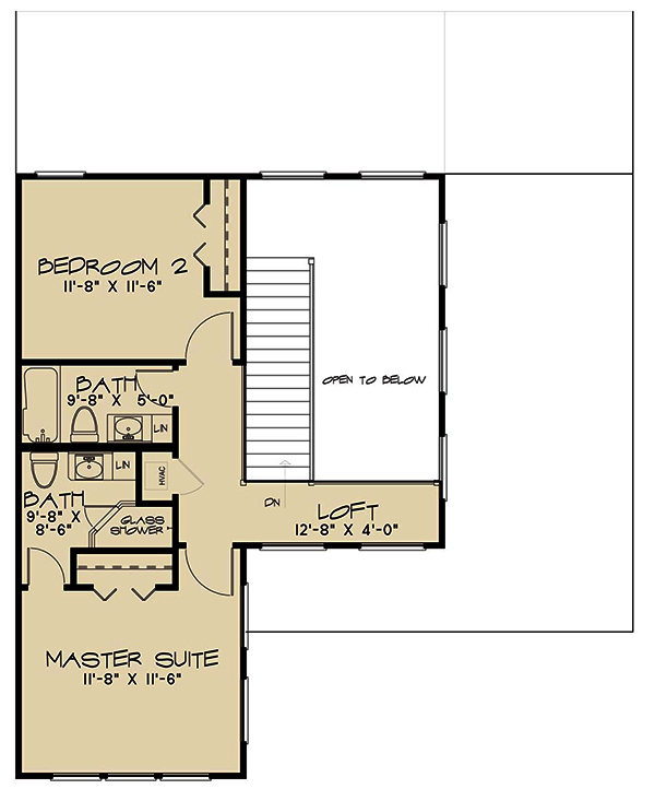 Floor Plan Second Story of Contemporary Plan #193-1117
