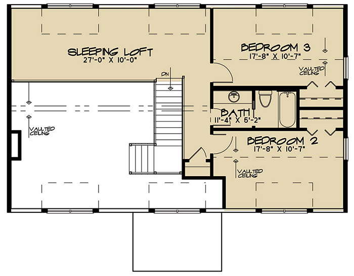 Floor Plan Second Story of Arts and Crafts Plan #193-1118
