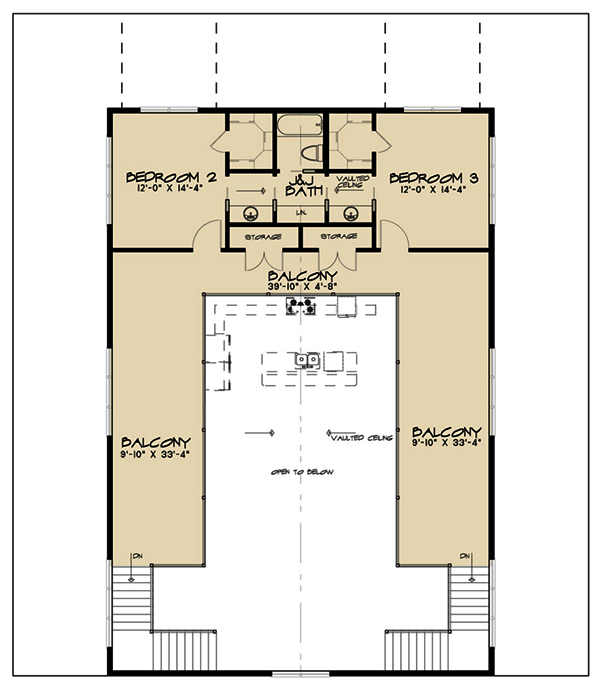 Floor Plan Second Story of Country Plan #193-1120