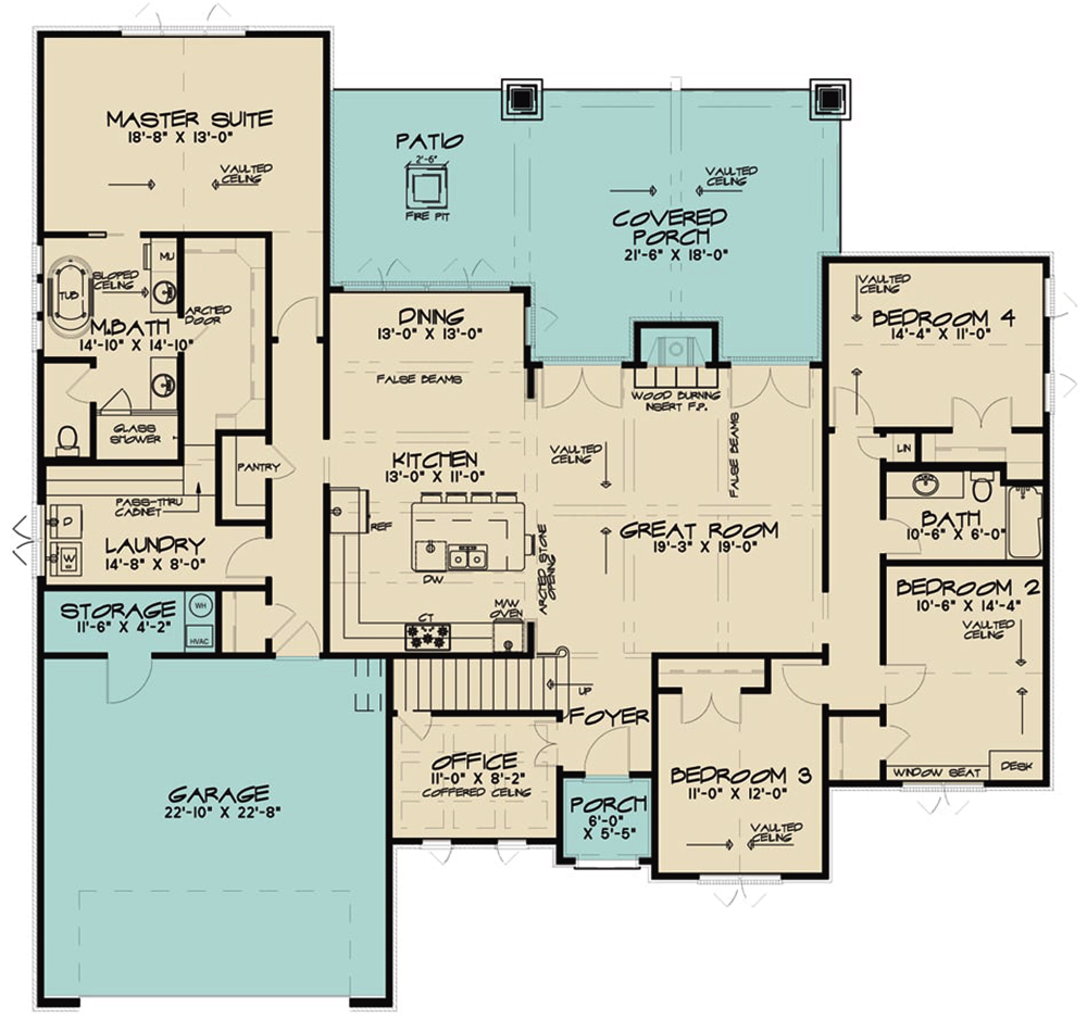 Floor Plan First Story of European Plan #193-1122