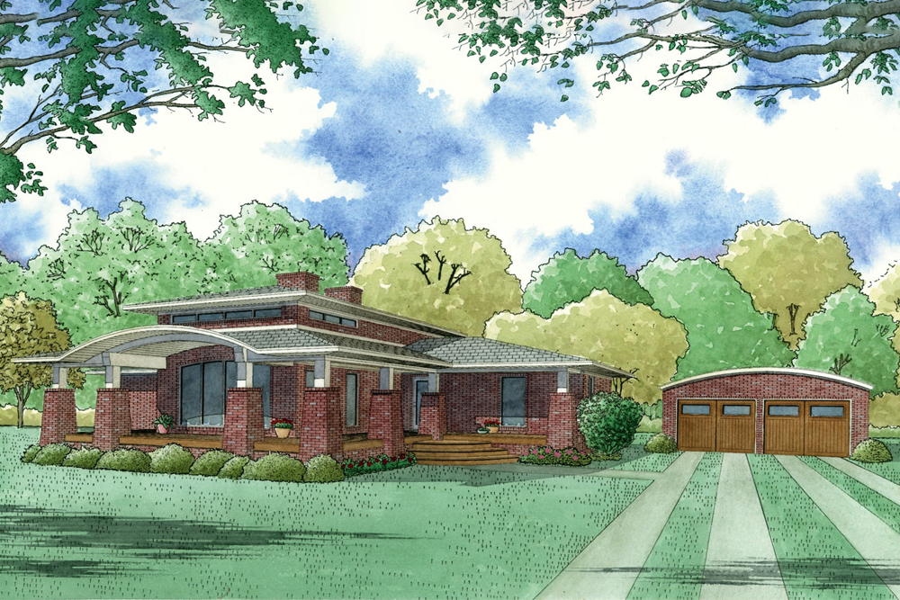 Front View of this 4-Bedroom, 2005 Sq Ft Plan - 193-1123