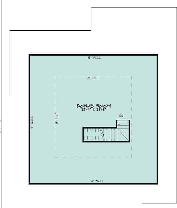 Floor Plan Bonus Room of Southern Plan #193-1124