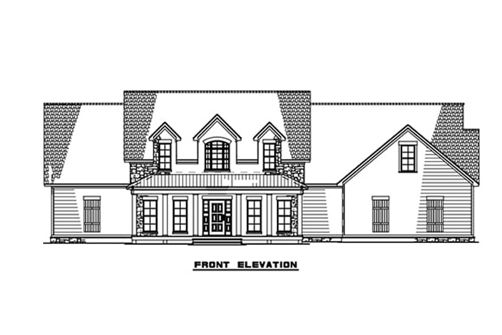 Home Plan Front Elevation of this 6-Bedroom,3421 Sq Ft Plan -193-1127