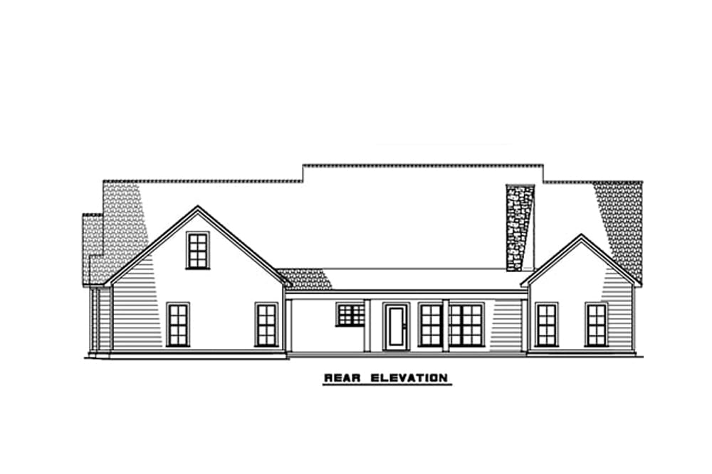 Home Plan Rear Elevation of this 6-Bedroom,3421 Sq Ft Plan -193-1127