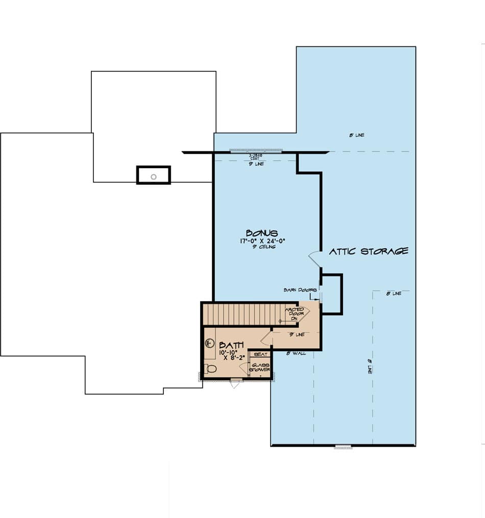 Floor Plan Bonus Room of Tudor Plan #193-1129