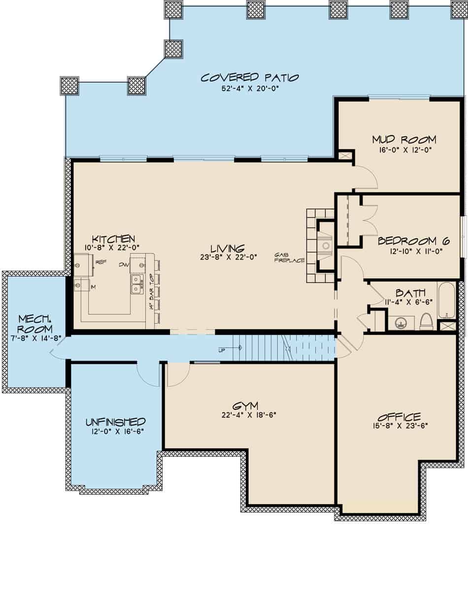Floor Plan Basement of Farmhouse Plan #193-1130