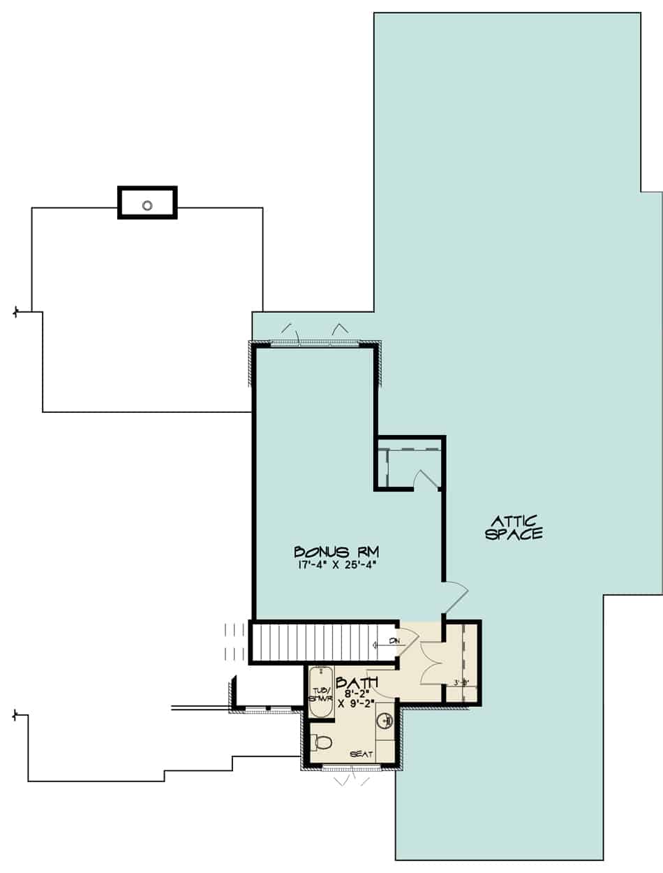 Floor Plan Bonus Room of French Plan #193-1131