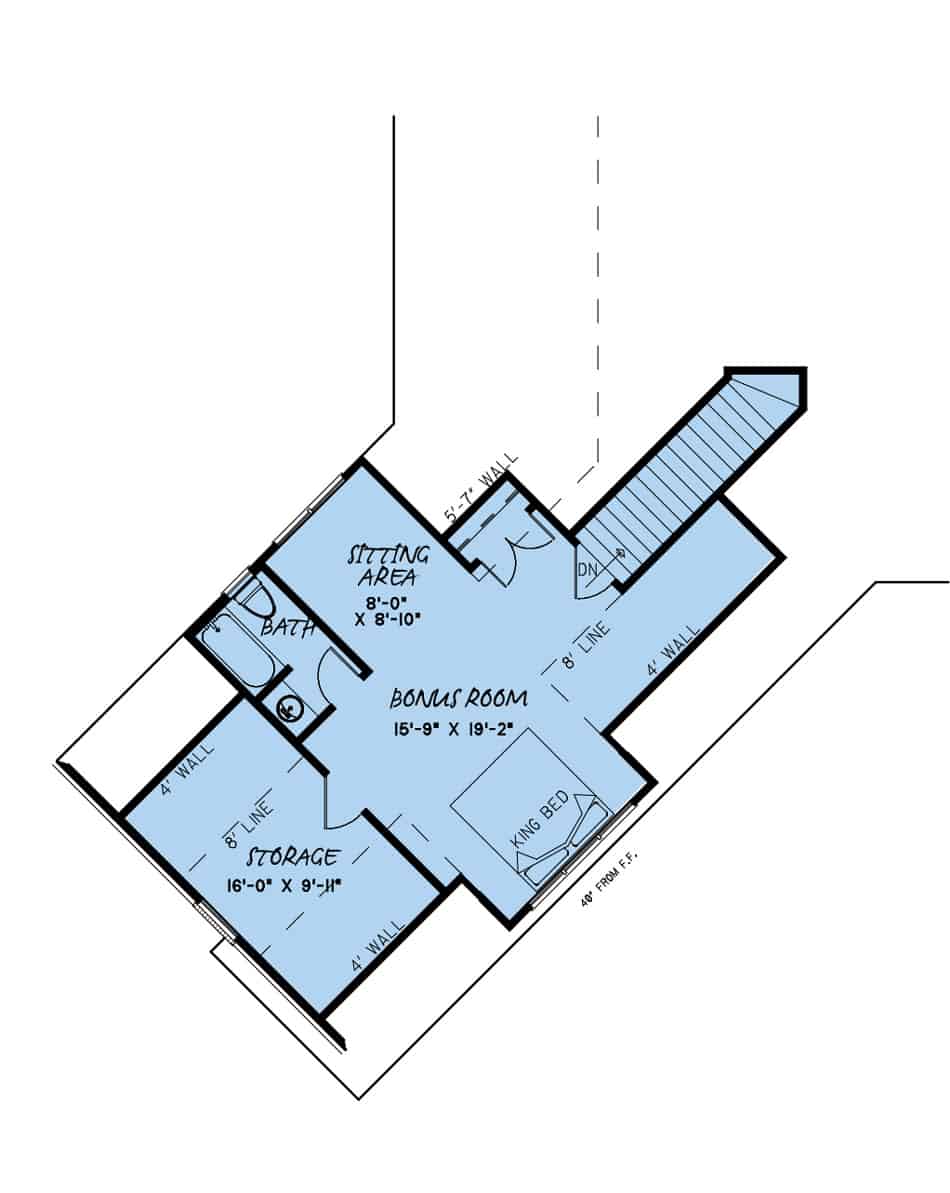 Floor Plan Bonus Room of Acadian Plan #193-1133