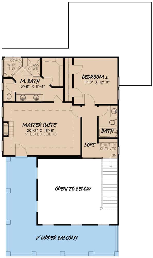 Floor Plan Upper Level of Farmhouse Plan #193-1136