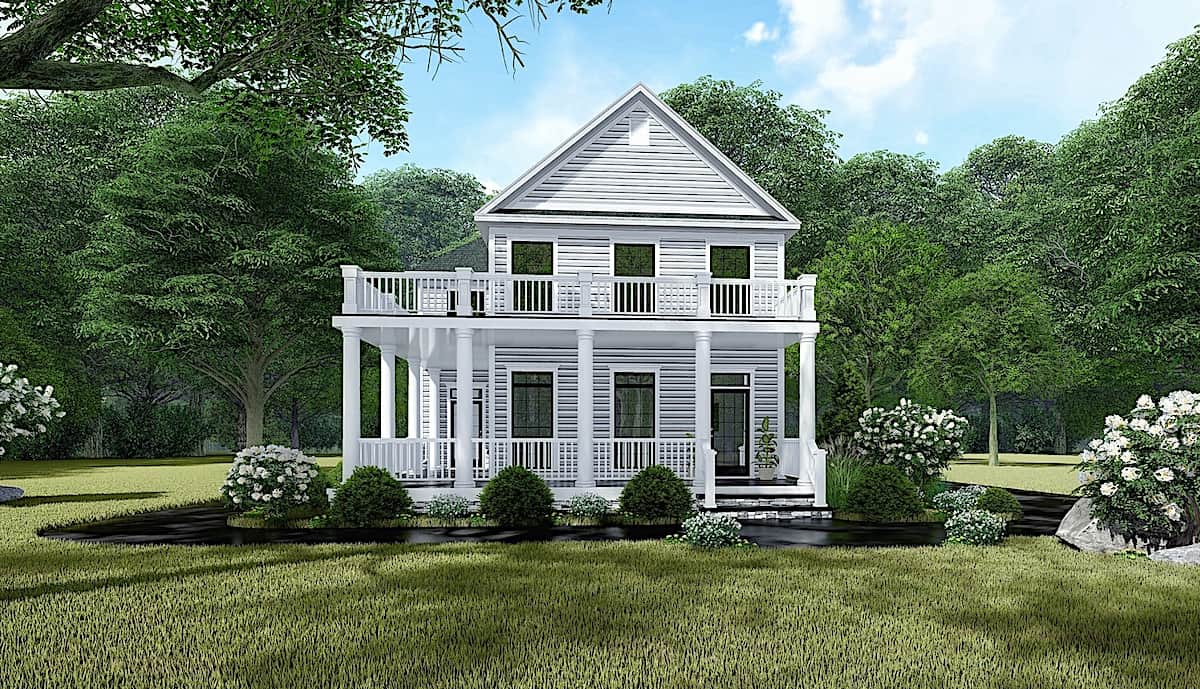 Farmhouse home (ThePlanCollection: Plan #193-1136)