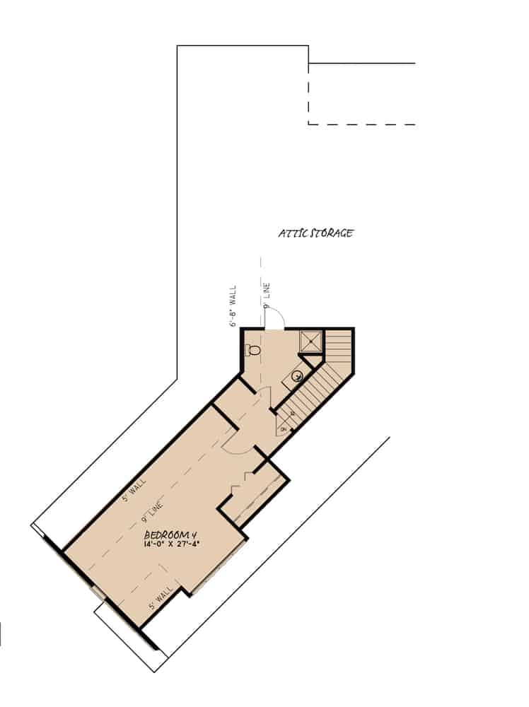 Floor Plan Upper Level of Acadian Plan #193-1137