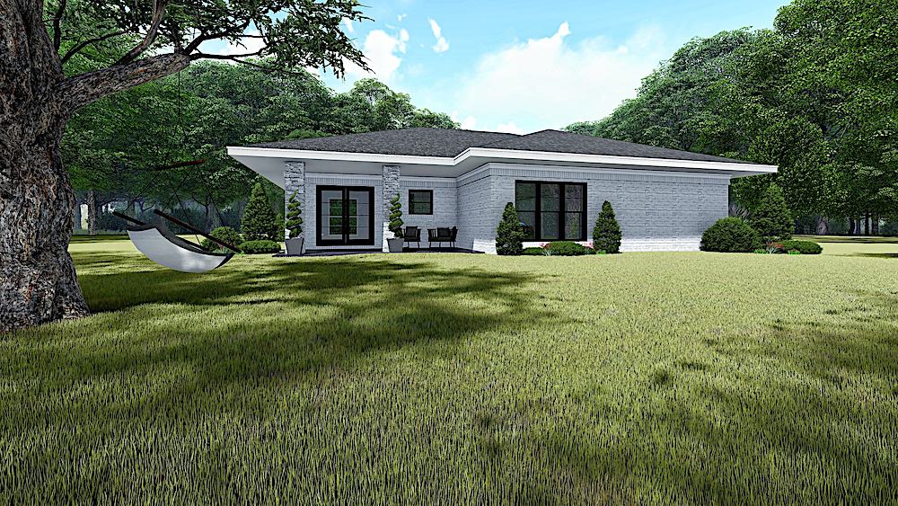 Rear View of this 3-Bedroom, 1438 Sq Ft Plan - 193-1140