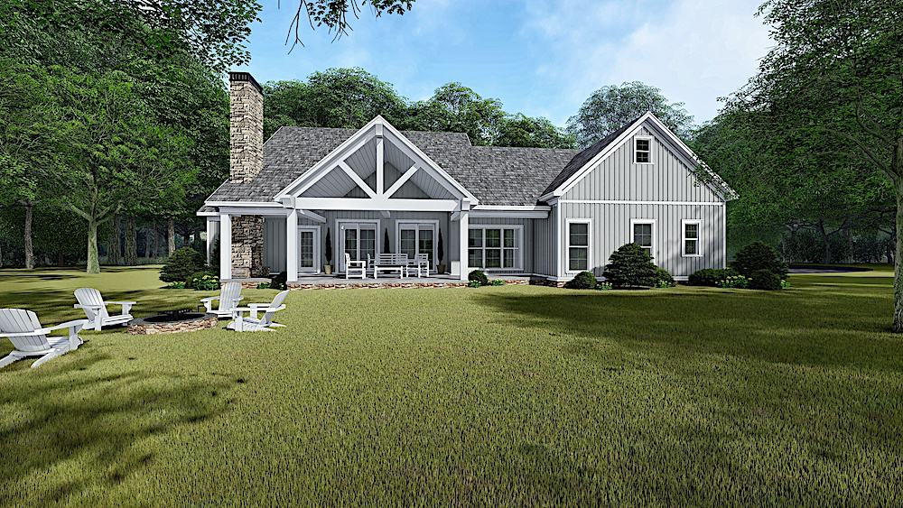 Rear View of this 3-Bedroom, 2031 Sq Ft Plan - 193-1143