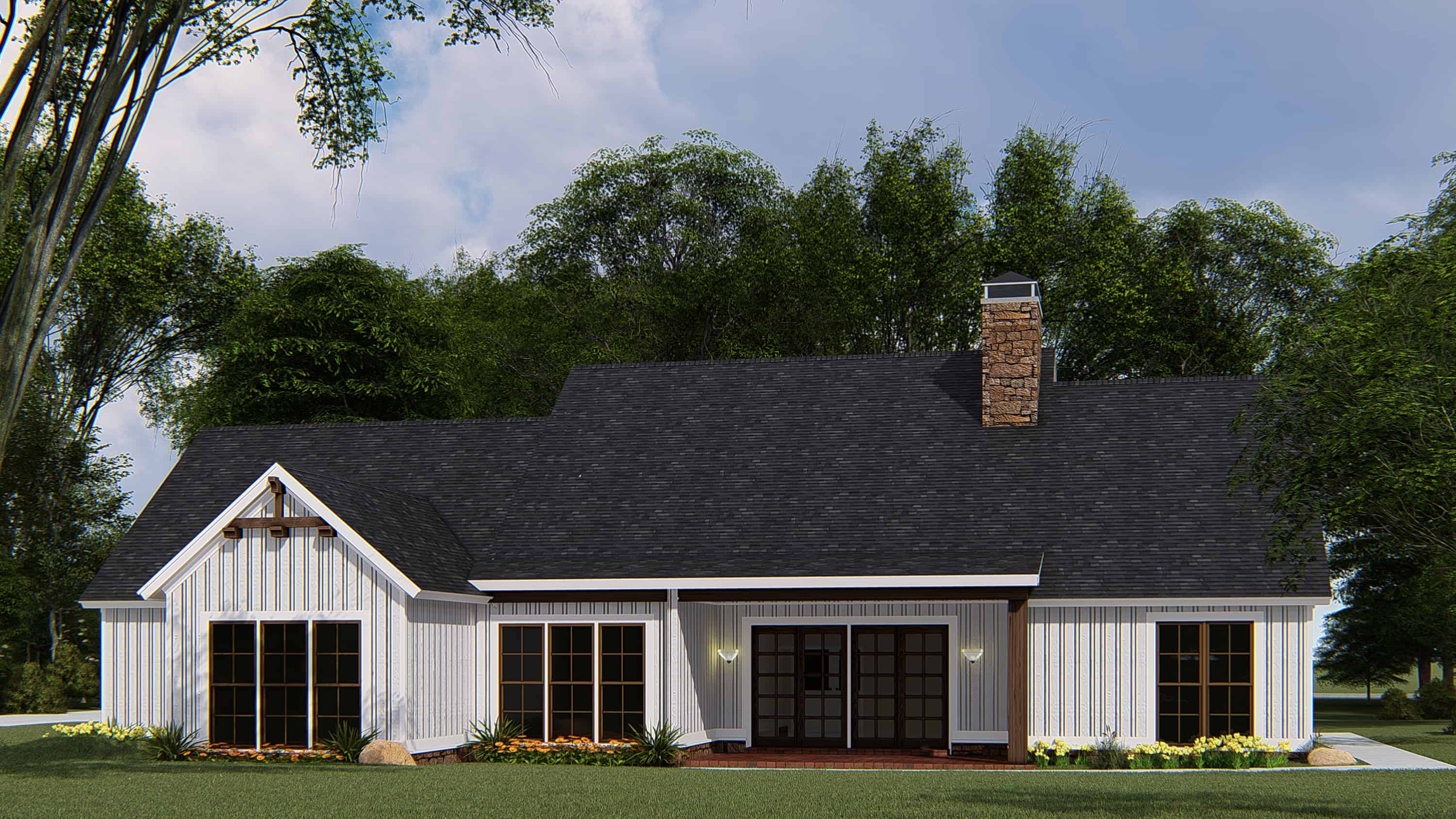 Rear View of this 4-Bedroom, 1897 Sq Ft Plan - 193-1145