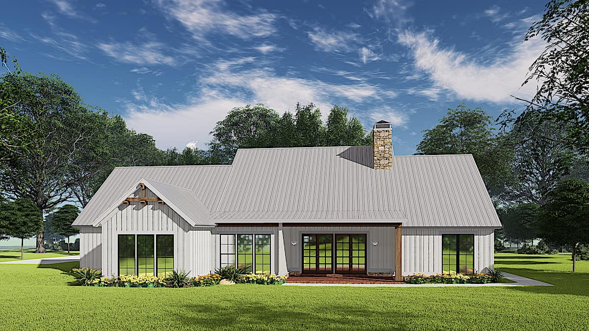 Rear View of this 4-Bedroom, 1897 Sq Ft Plan - 193-1145