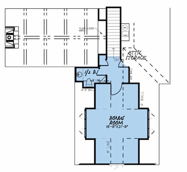 Floor Plan Bonus Room of Ranch Plan #193-1145