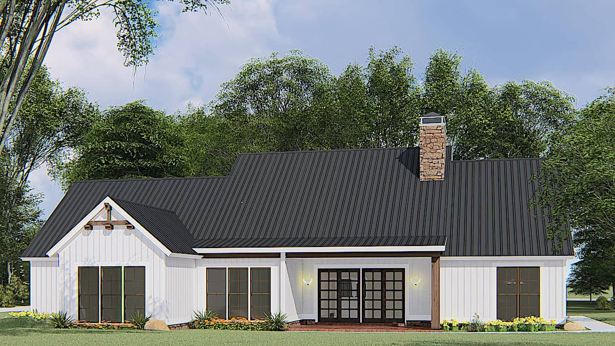 Rear View of this 4-Bedroom, 1897 Sq Ft Plan - 193-1145