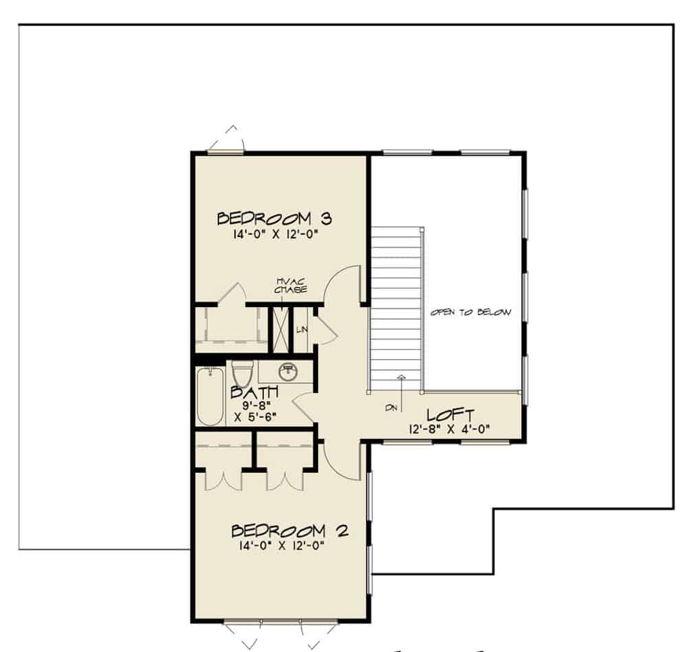 Floor Plan Upper Level of Contemporary Plan #193-1146