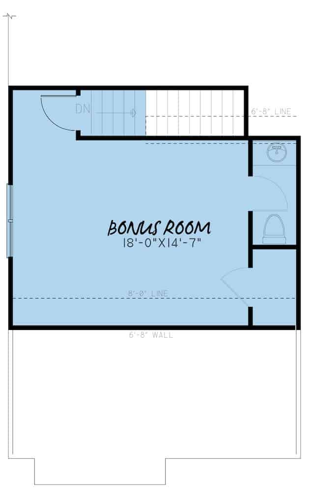 Floor Plan Bonus Room of Acadian Plan #193-1148