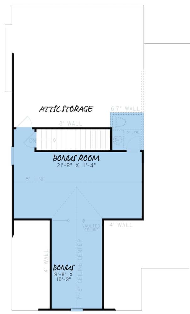 Floor Plan Bonus Room of Farmhouse Plan #193-1150
