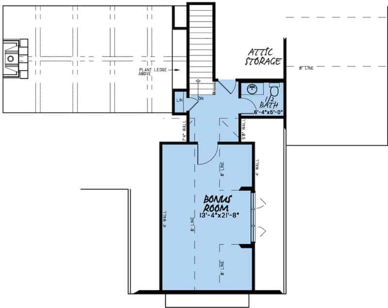 Floor Plan Bonus Room of Acadian Plan #193-1151