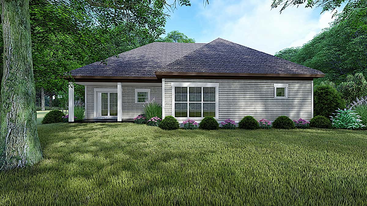 Rear View of this 3-Bedroom, 1493 Sq Ft Plan - 193-1154