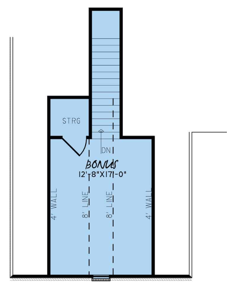 Floor Plan Bonus Room of Acadian Plan #193-1154