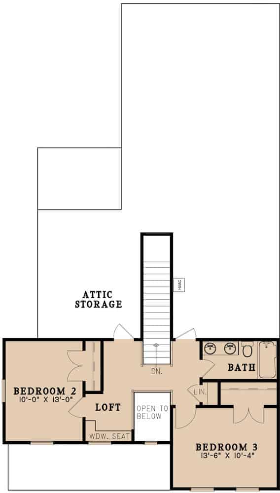 Floor Plan Upper Level of Farmhouse Plan #193-1155