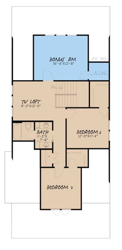 Floor Plan Upper Level of French Plan #193-1156