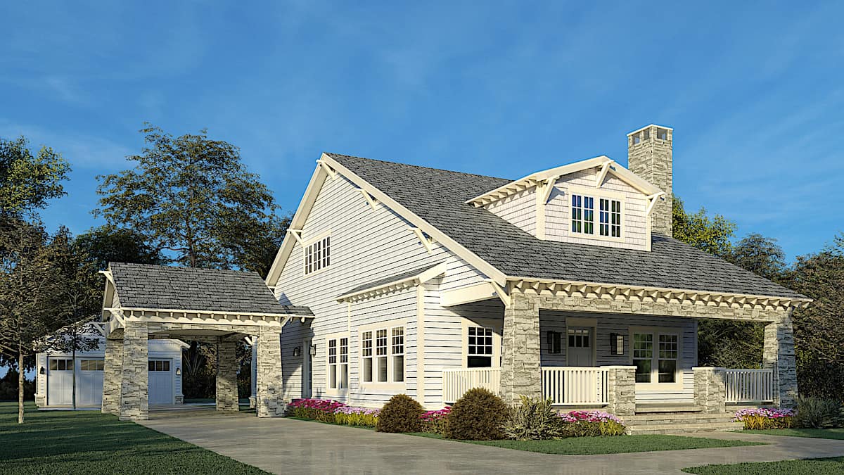 Bungalow home (ThePlanCollection: Plan #193-1156)