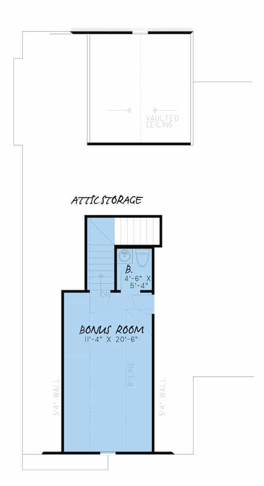 Floor Plan Bonus Room of Acadian Plan #193-1157