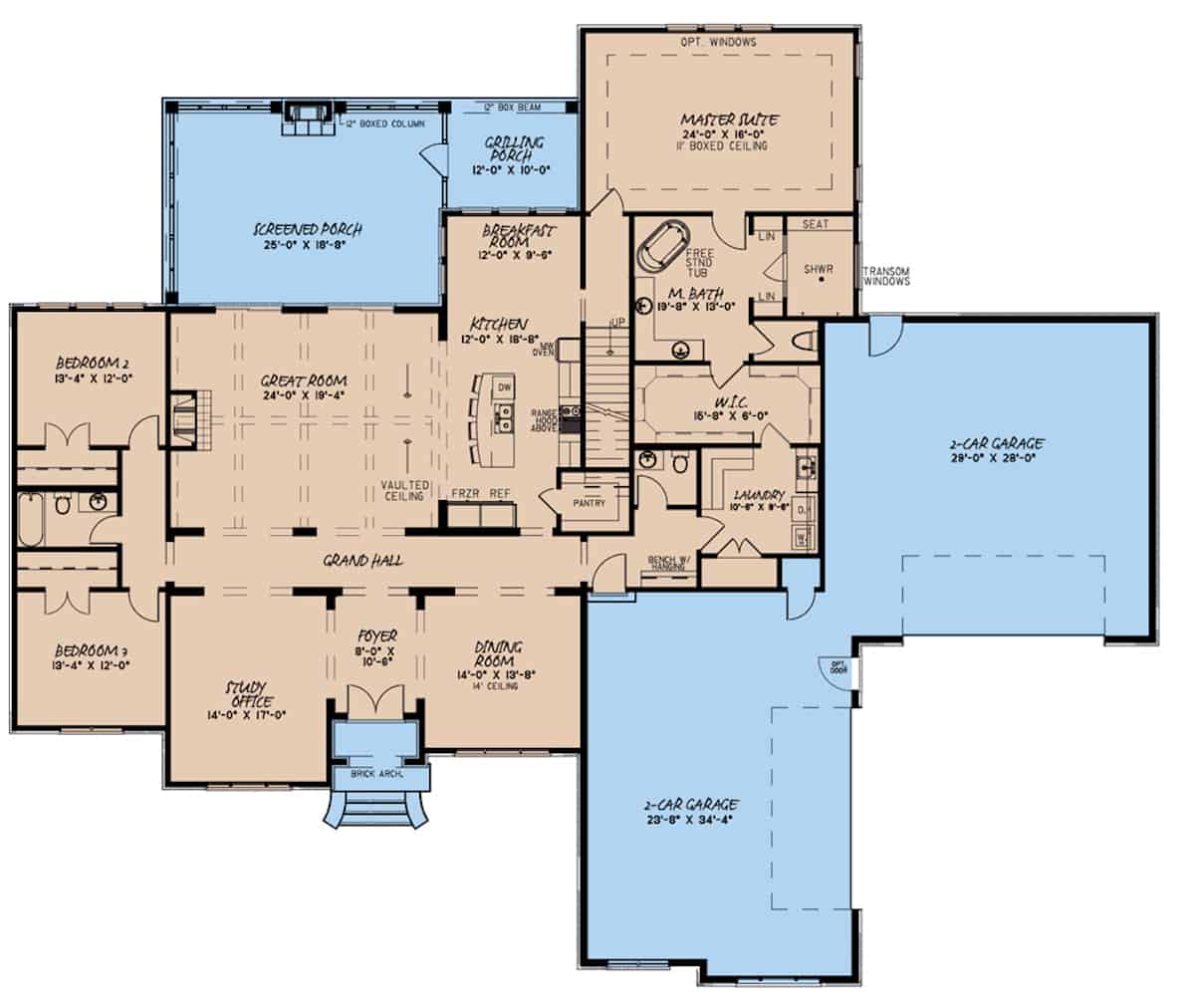 Floor Plan Main Level of European Plan #193-1160