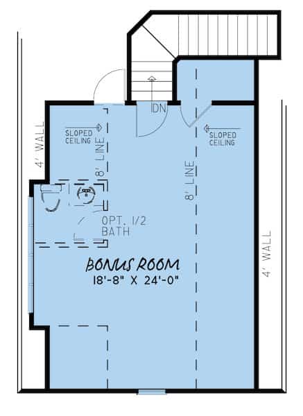Floor Plan Bonus Room of Ranch Plan #193-1162