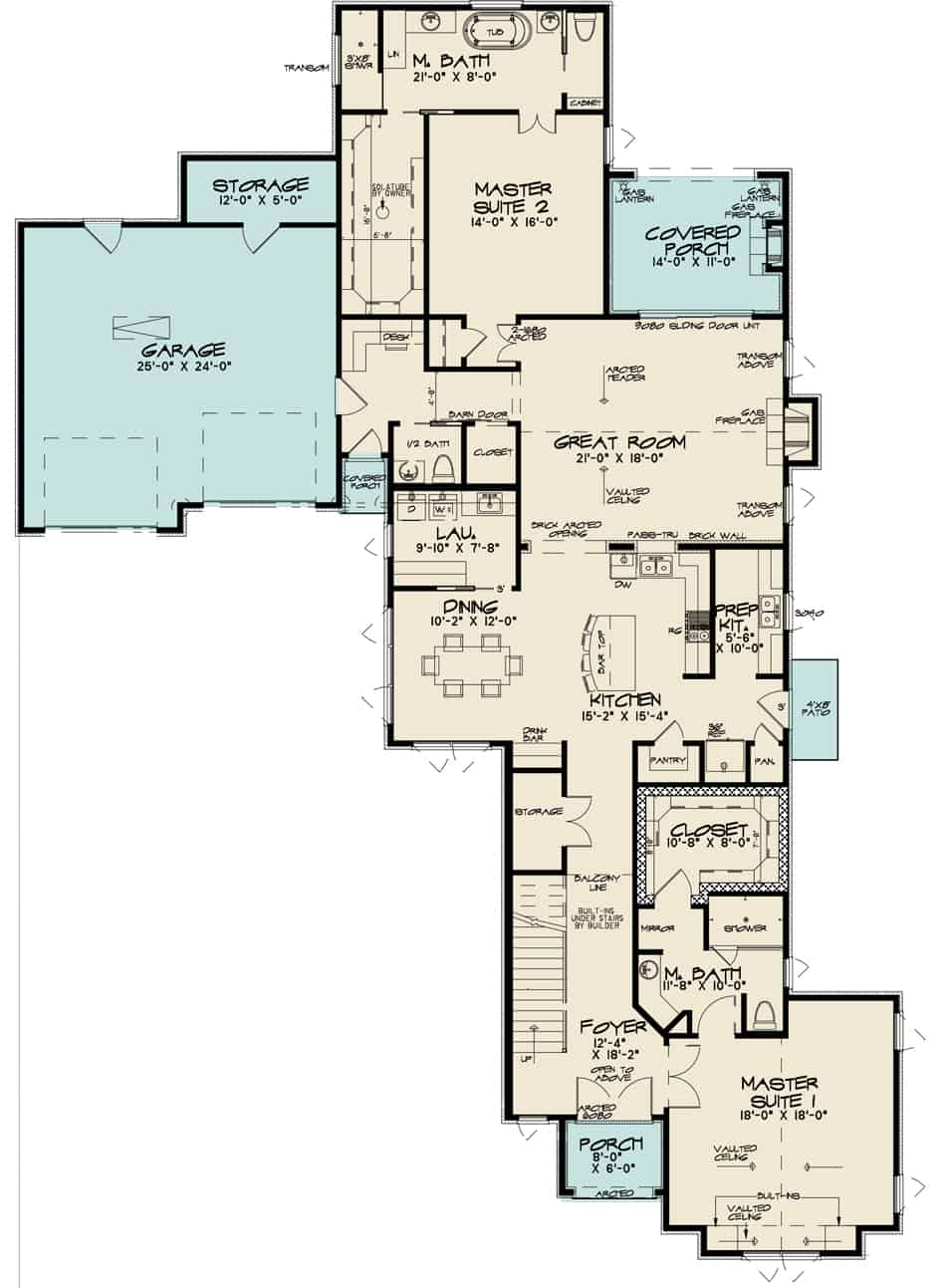 Floor Plan Main Level of European Plan #193-1163