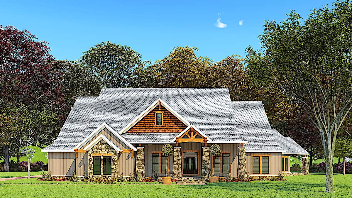 Front View of this 3-Bedroom, 3698 Sq Ft Plan - 193-1165