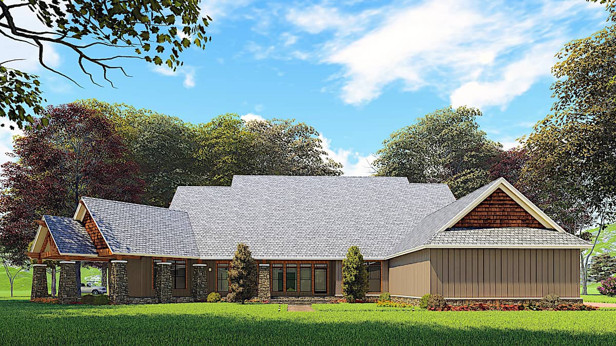 Rear View of this 3-Bedroom, 3698 Sq Ft Plan - 193-1165