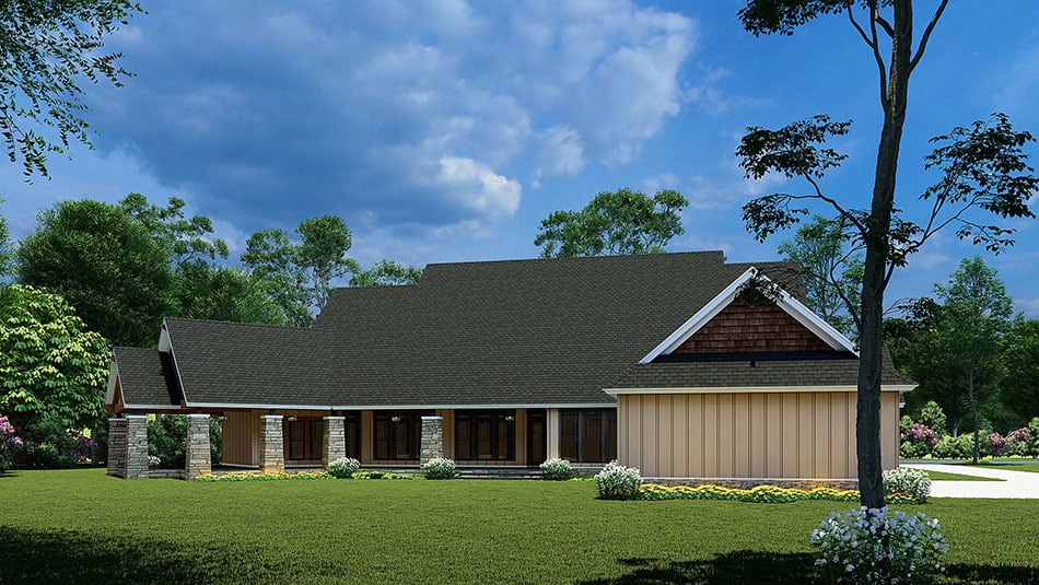 Rear View of this 3-Bedroom, 3698 Sq Ft Plan - 193-1165
