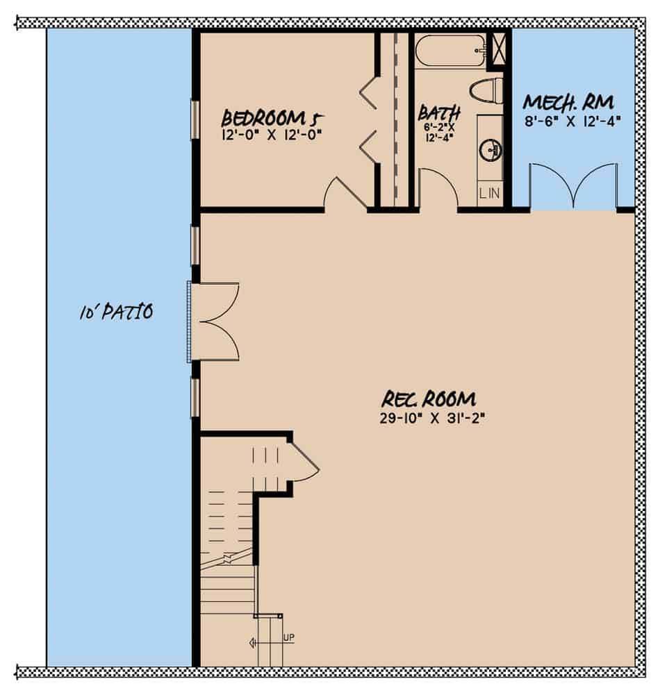 Floor Plan Basement of Country Plan #193-1166