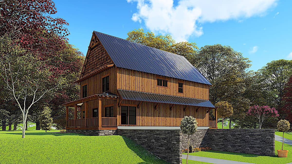 Rear View of this 5-Bedroom, 3903 Sq Ft Plan - 193-1166