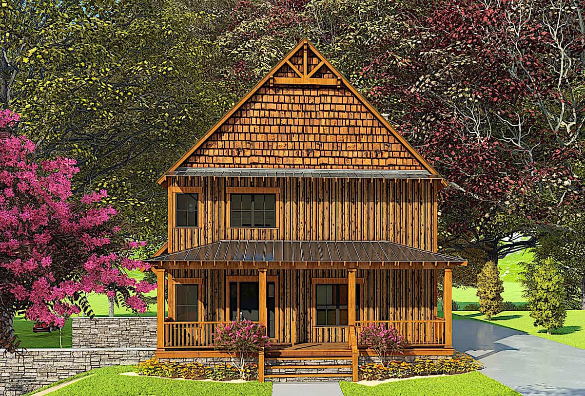 Front elevation of Country home (ThePlanCollection: House Plan #193-1166)