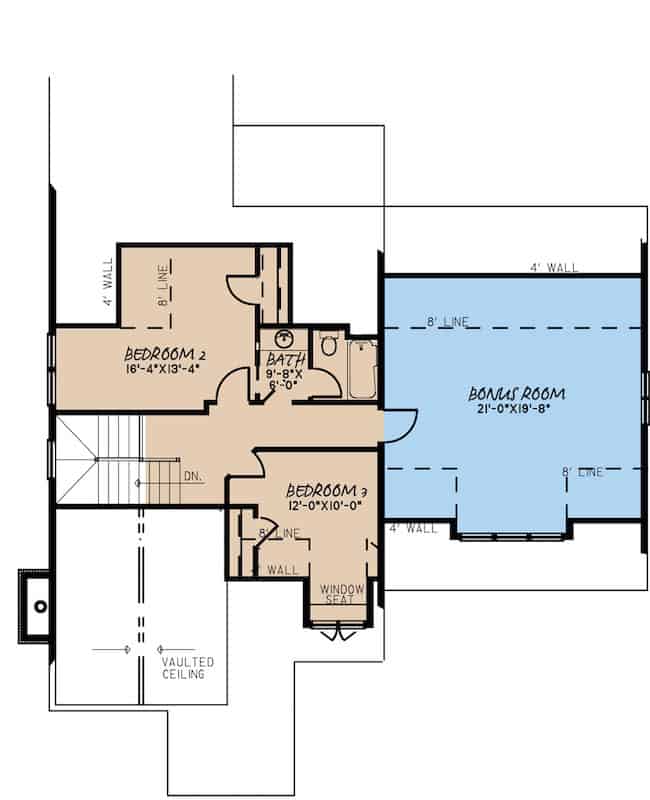 Floor Plan Upper Level of Cottage Plan #193-1169