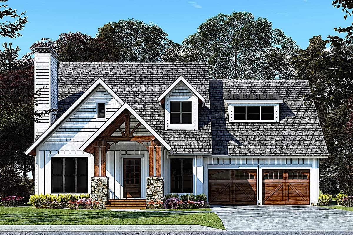 Front elevation of Cottage home (ThePlanCollection: House Plan #193-1169)